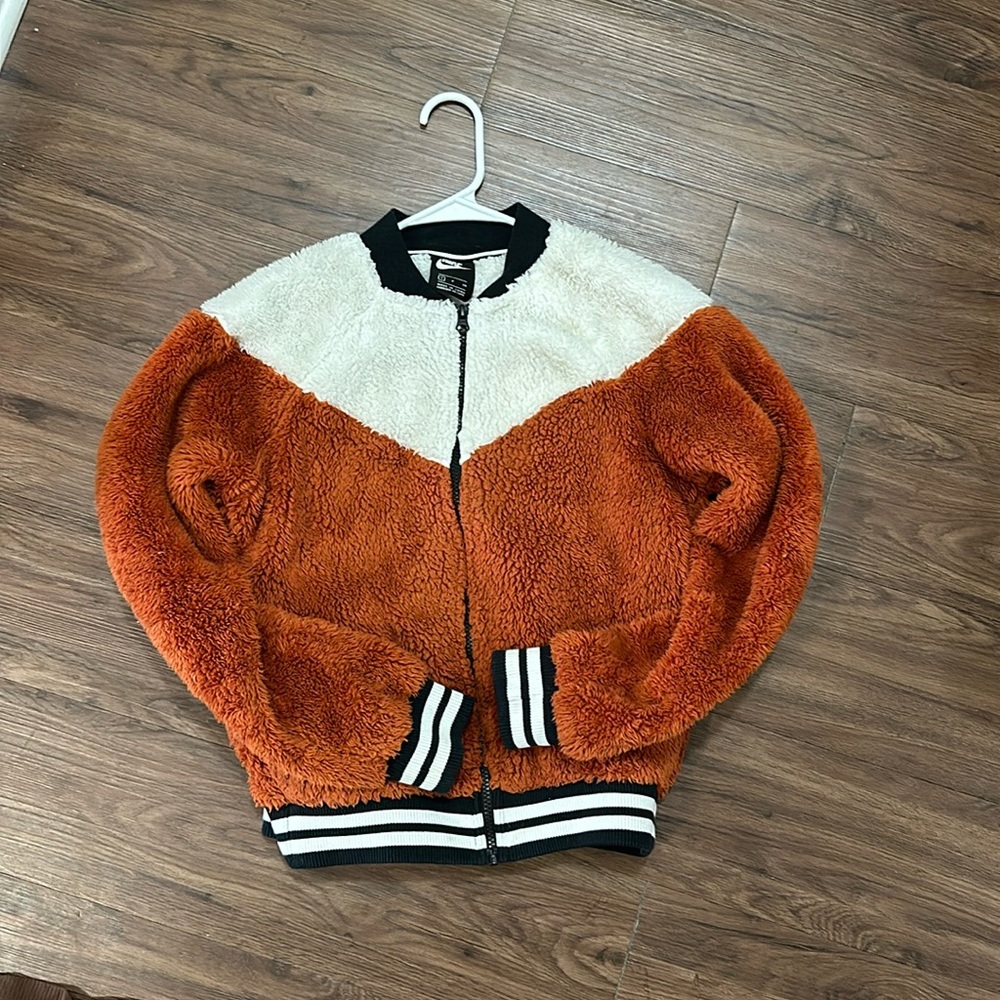 Nike Rust Orange and Cream Teddy Jacket